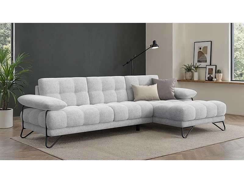 BUBBARA Ecksofa 4-Sitzer rechts, hellgrau