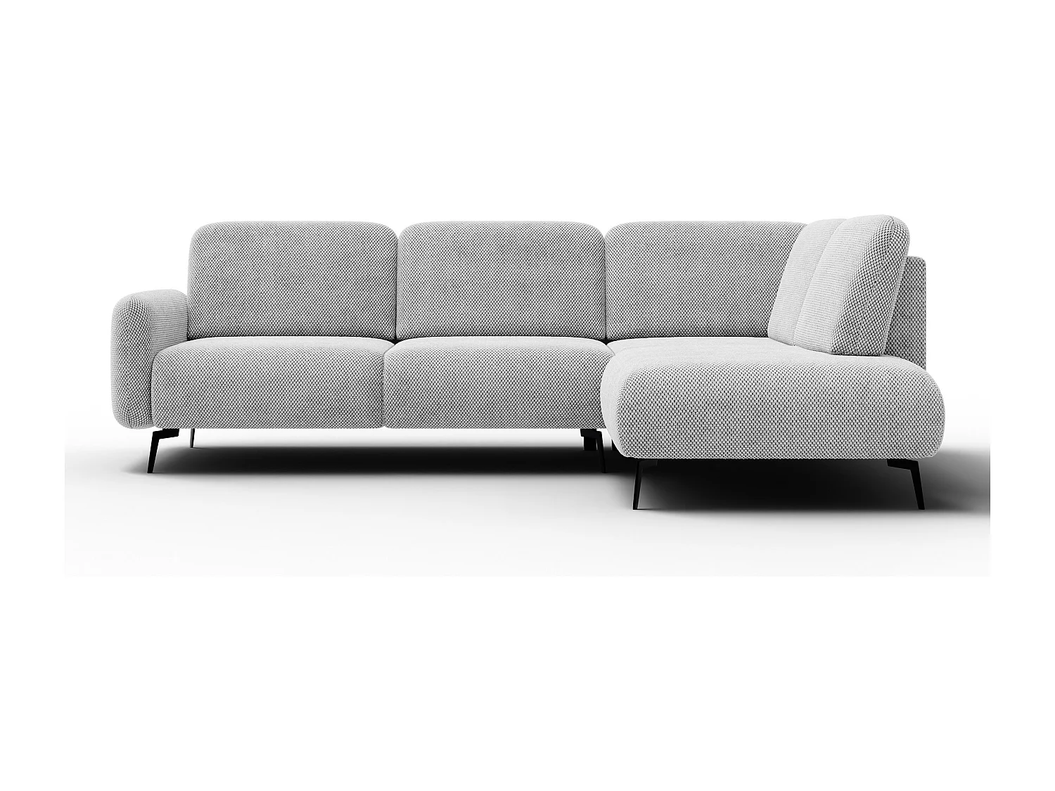 CANAPÉ D'ANGLE FEBE 5 places, tissu gris clair