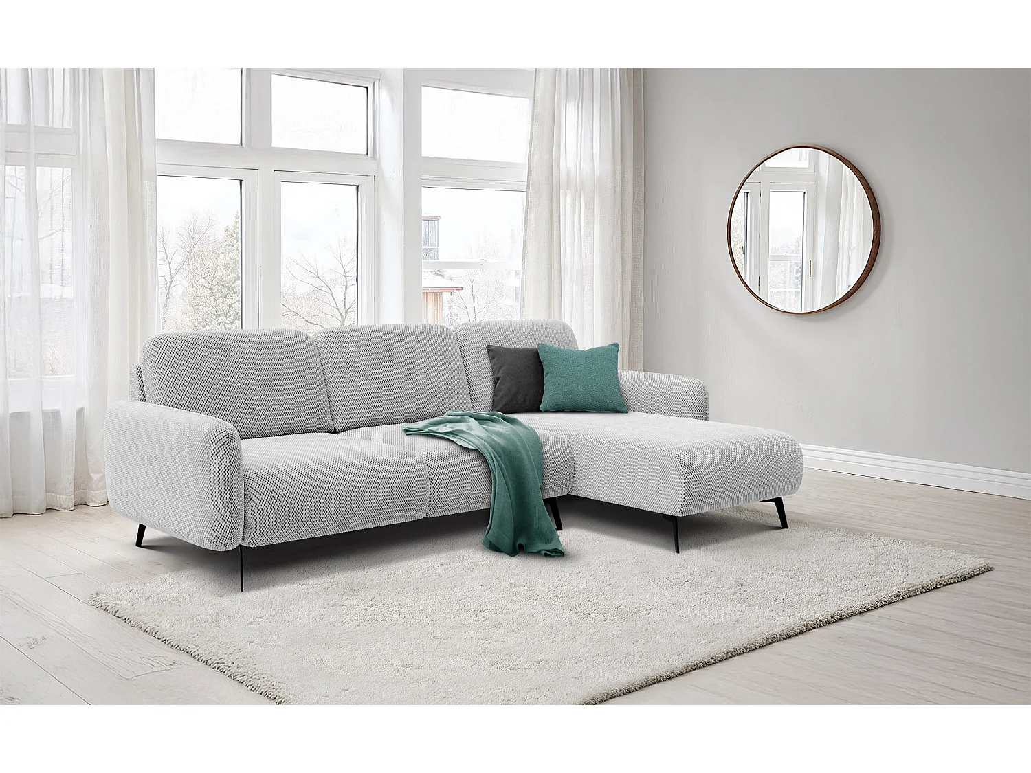 Ecksofa 4-Sitzer rechts FEBE, hellgrau