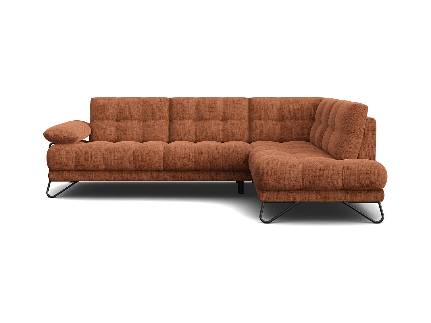 CANAPÉ D'ANGLE BUBBARA 5 places, tissu orange