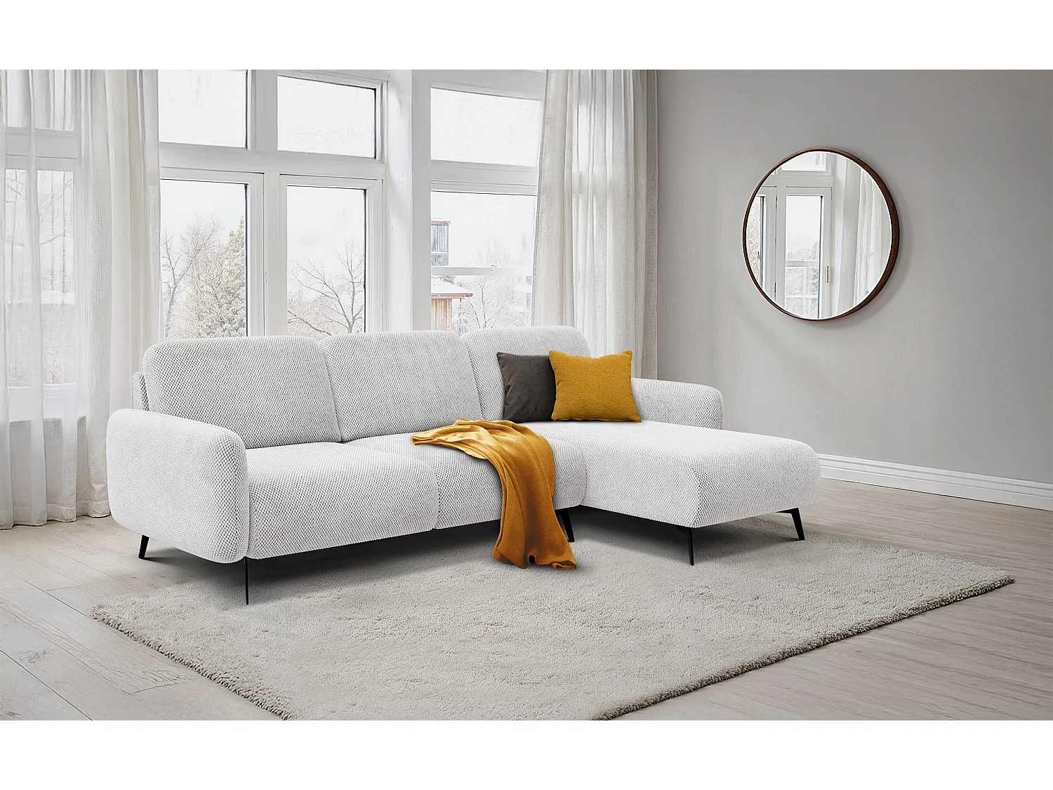 Ecksofa 4-Sitzer rechts FEBE, creme
