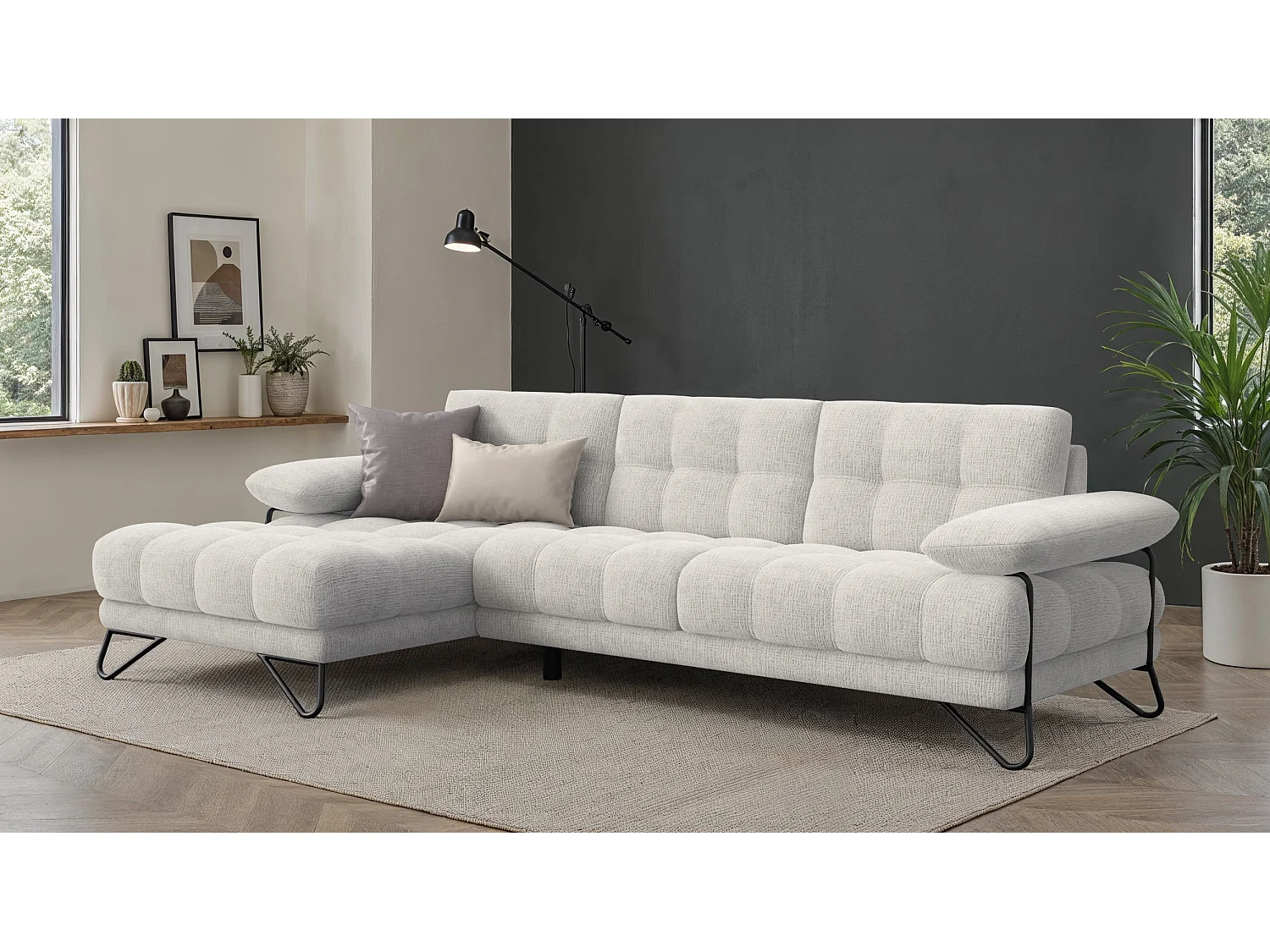 BUBBARA Ecksofa 4-Sitzer links, creme