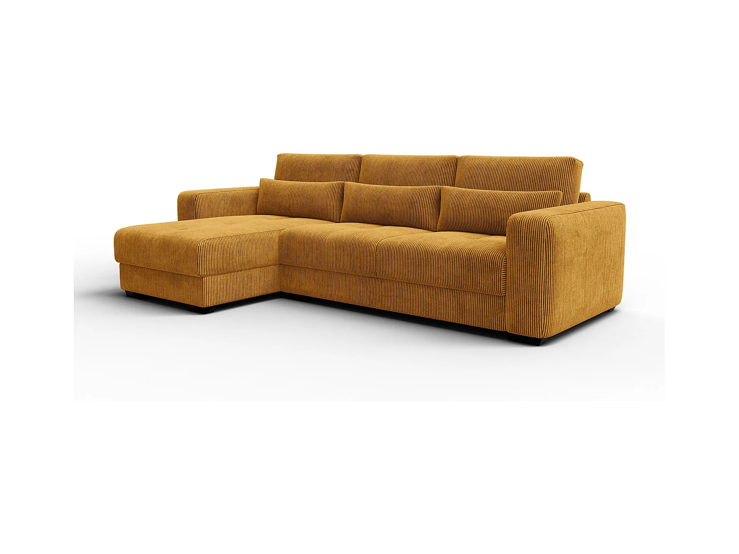 CANAPÉ D'ANGLE OLI 4 places, tissu jaune foncé