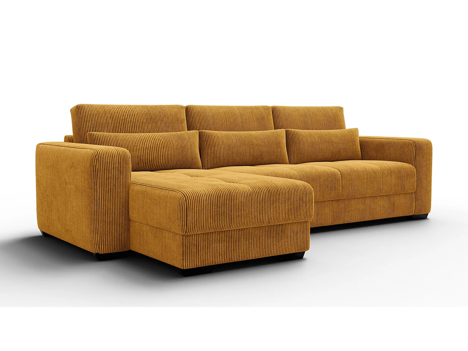 CANAPÉ D'ANGLE OLI 4 places, tissu jaune foncé