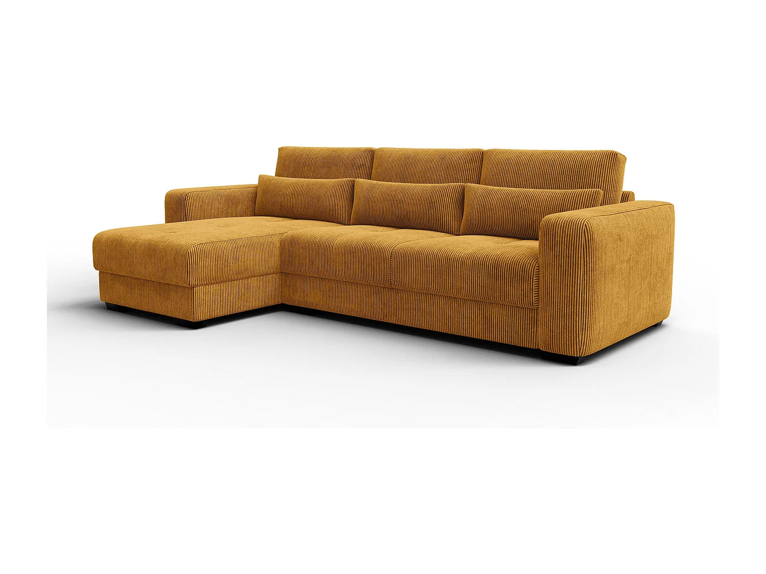 CANAPÉ D'ANGLE OLI 4 places, tissu jaune foncé