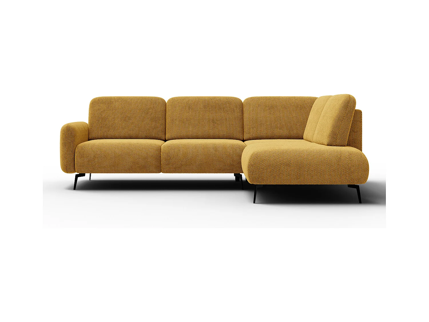 CANAPÉ D'ANGLE FEBE 5 places, tissu jaune foncé