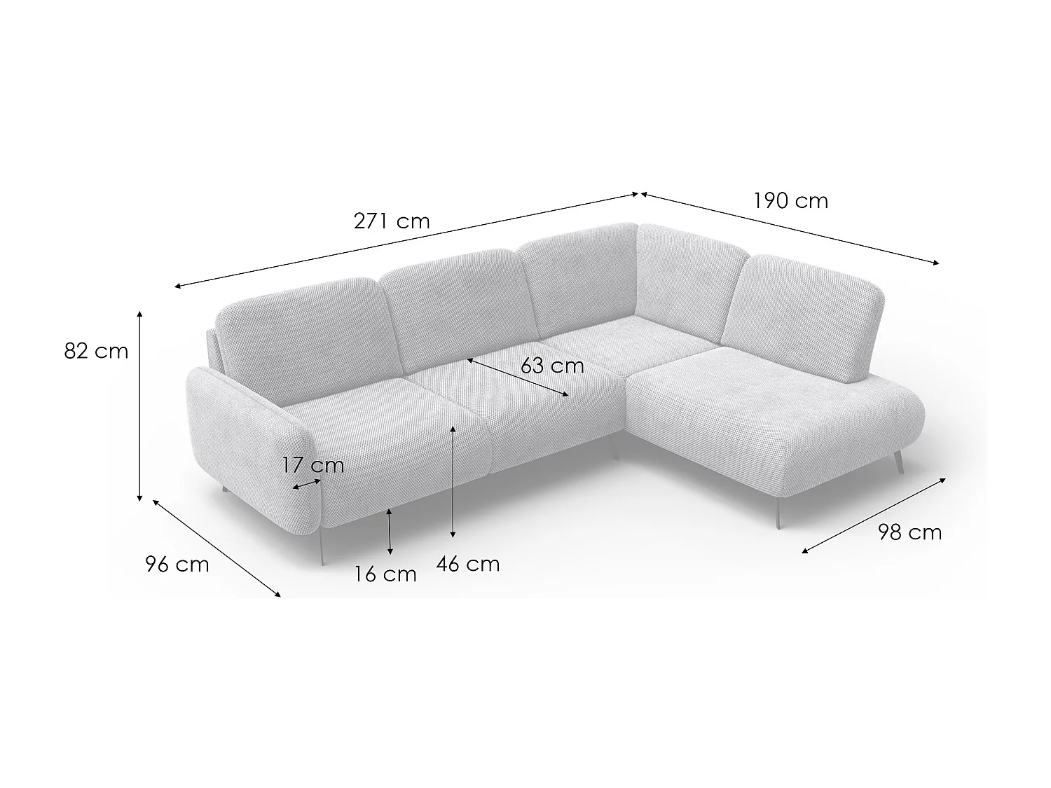 CANAPÉ D'ANGLE FEBE 5 places, tissu jaune foncé