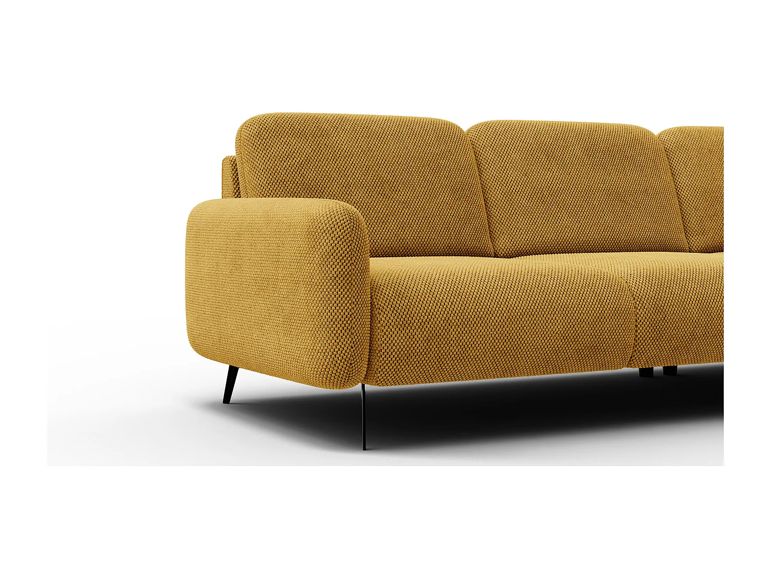 CANAPÉ D'ANGLE FEBE 5 places, tissu jaune foncé