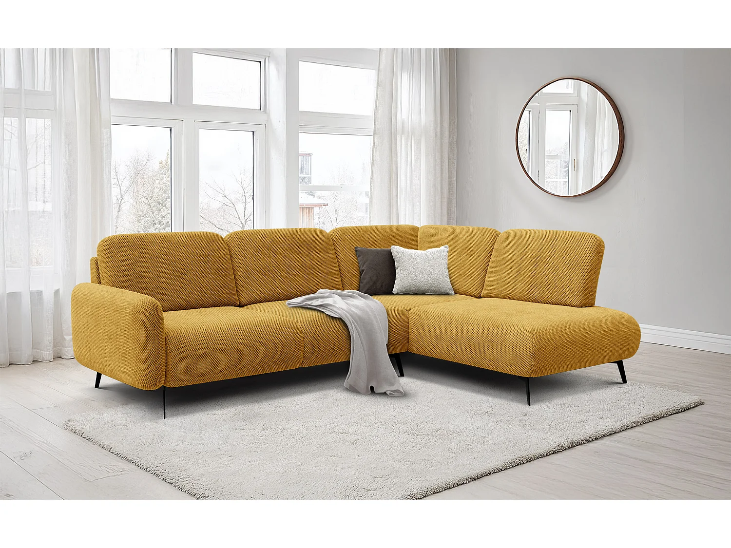 5-Sitzer-Ecksofa rechts FEBE, dunkelgelb