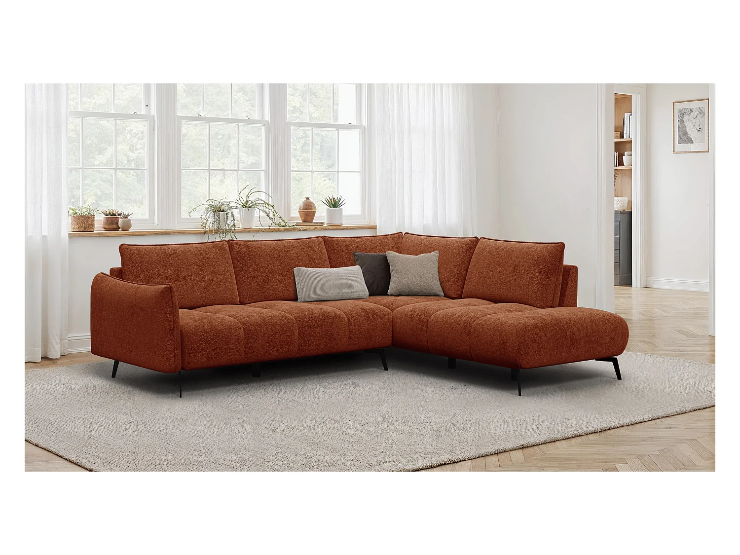 CANAPE D'ANGLE AERA 5 places, orange