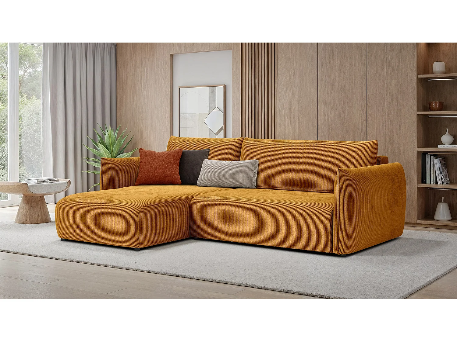 TAUER Ecksofa 3-Sitzer rechts, safran