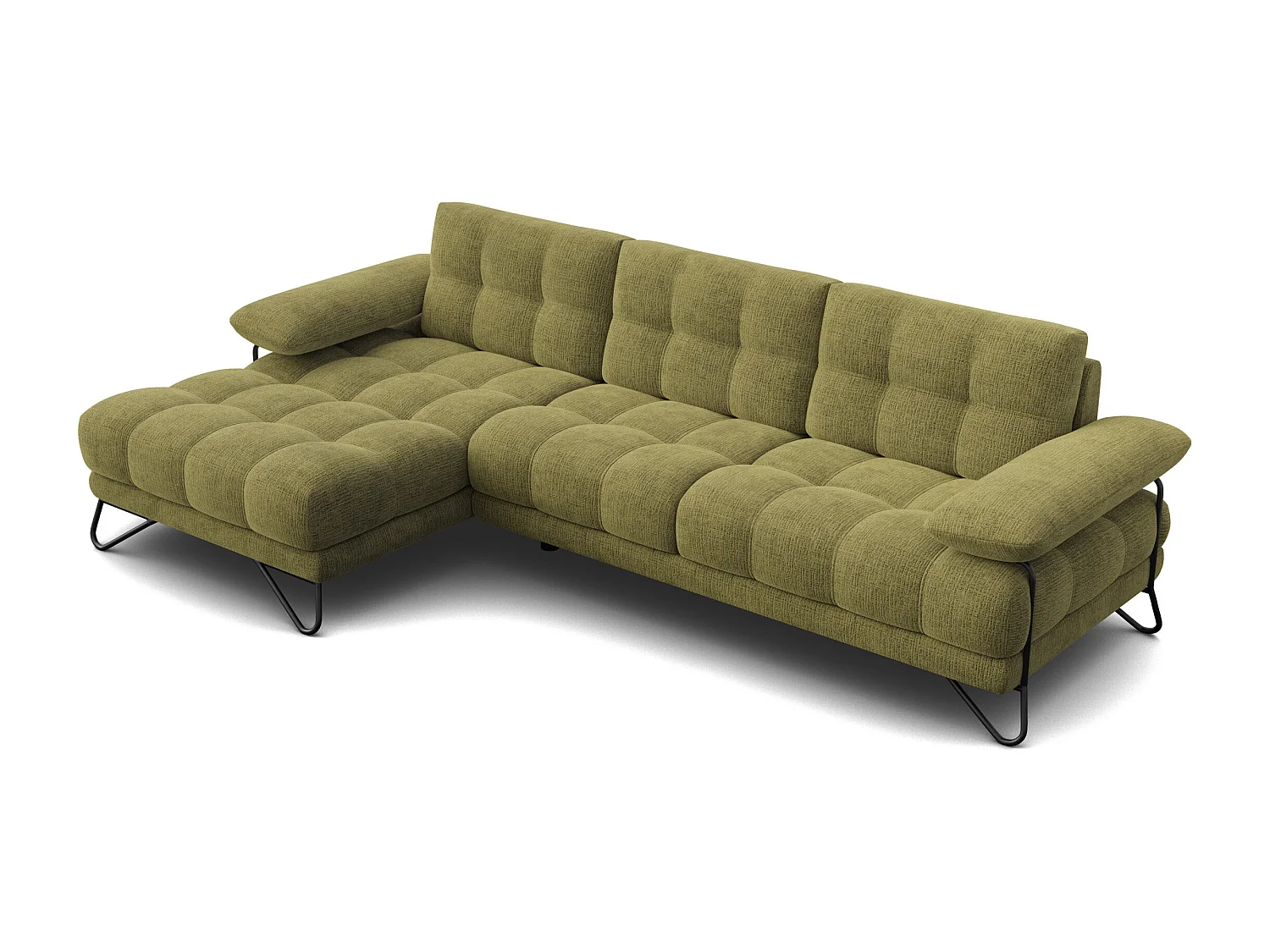 BUBBARA Ecksofa 4-Sitzer links, olivgrün