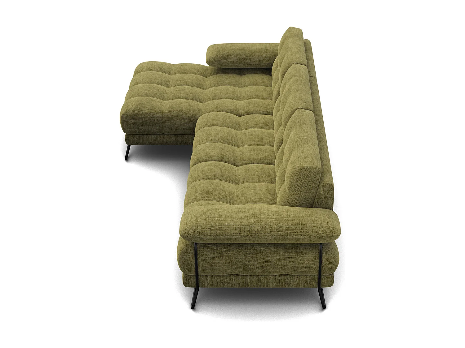 BUBBARA Ecksofa 4-Sitzer links, olivgrün