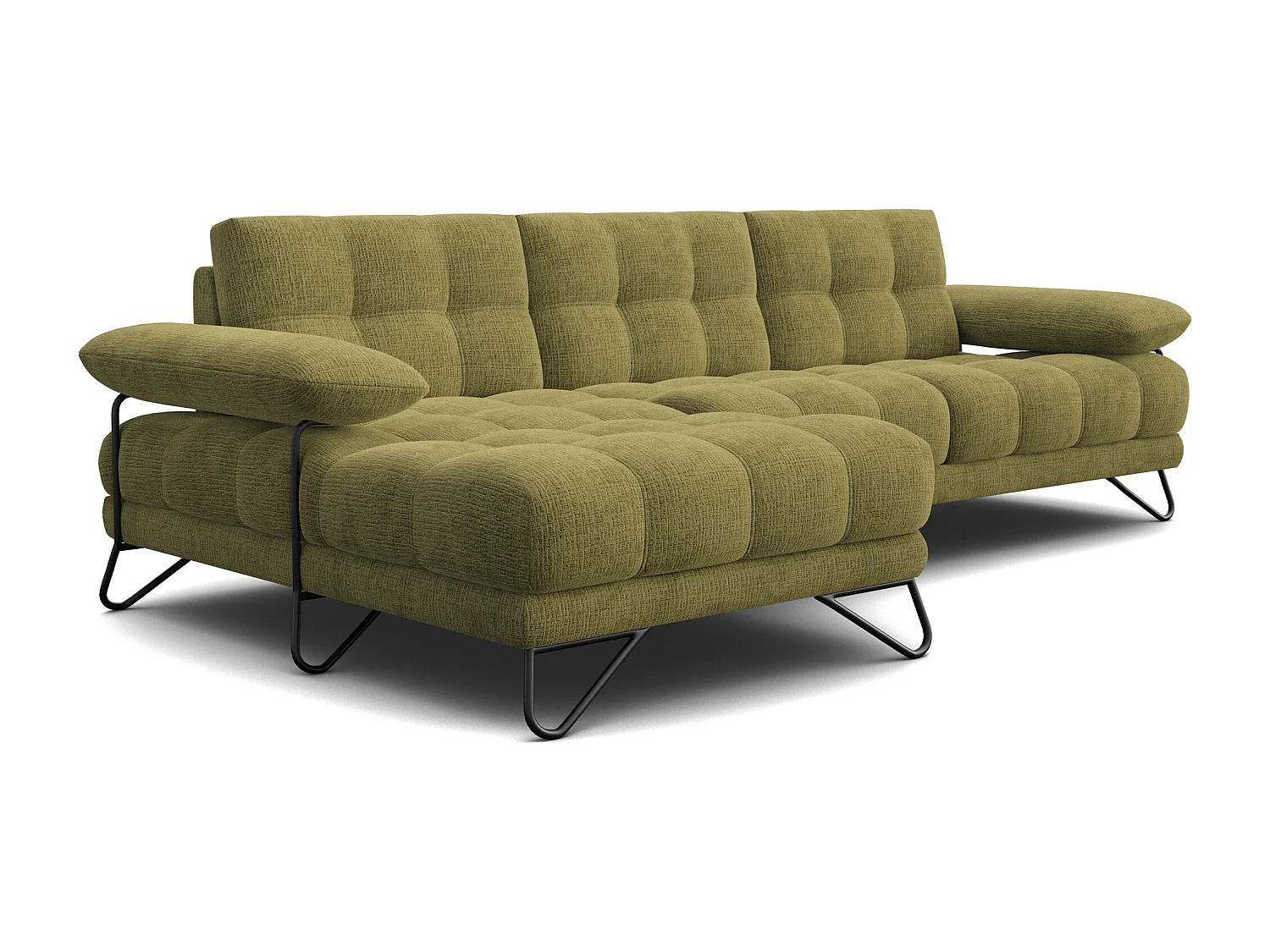 BUBBARA Ecksofa 4-Sitzer links, olivgrün