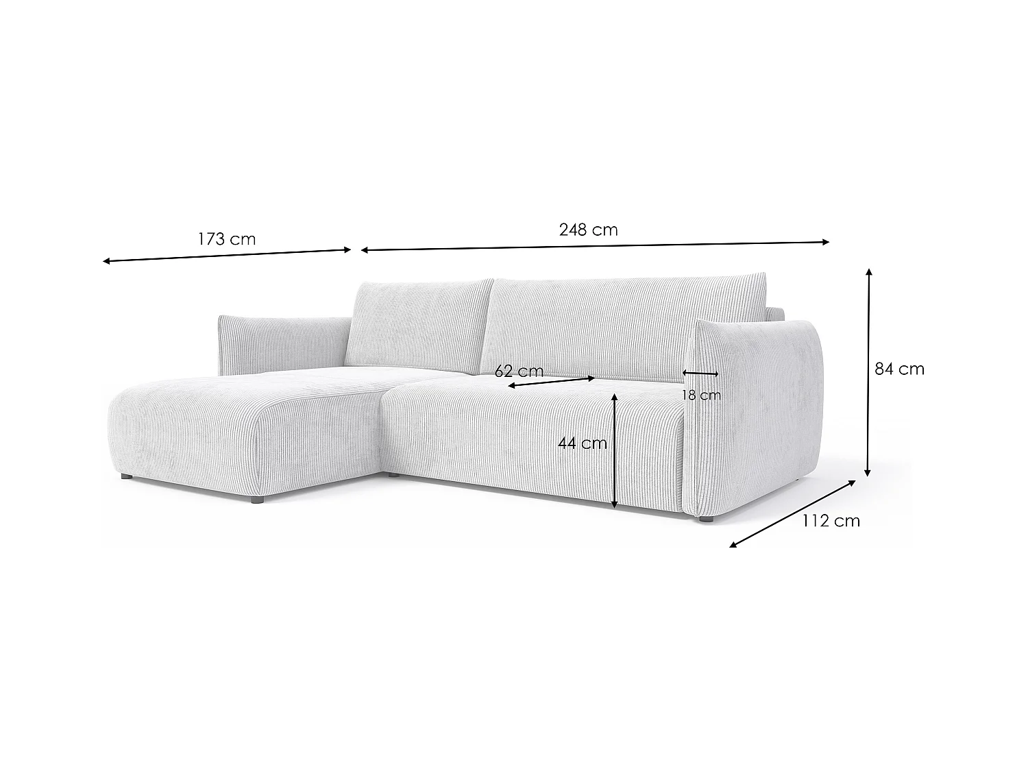 CANAPE D'ANGLE TAUER 3 places, taupe