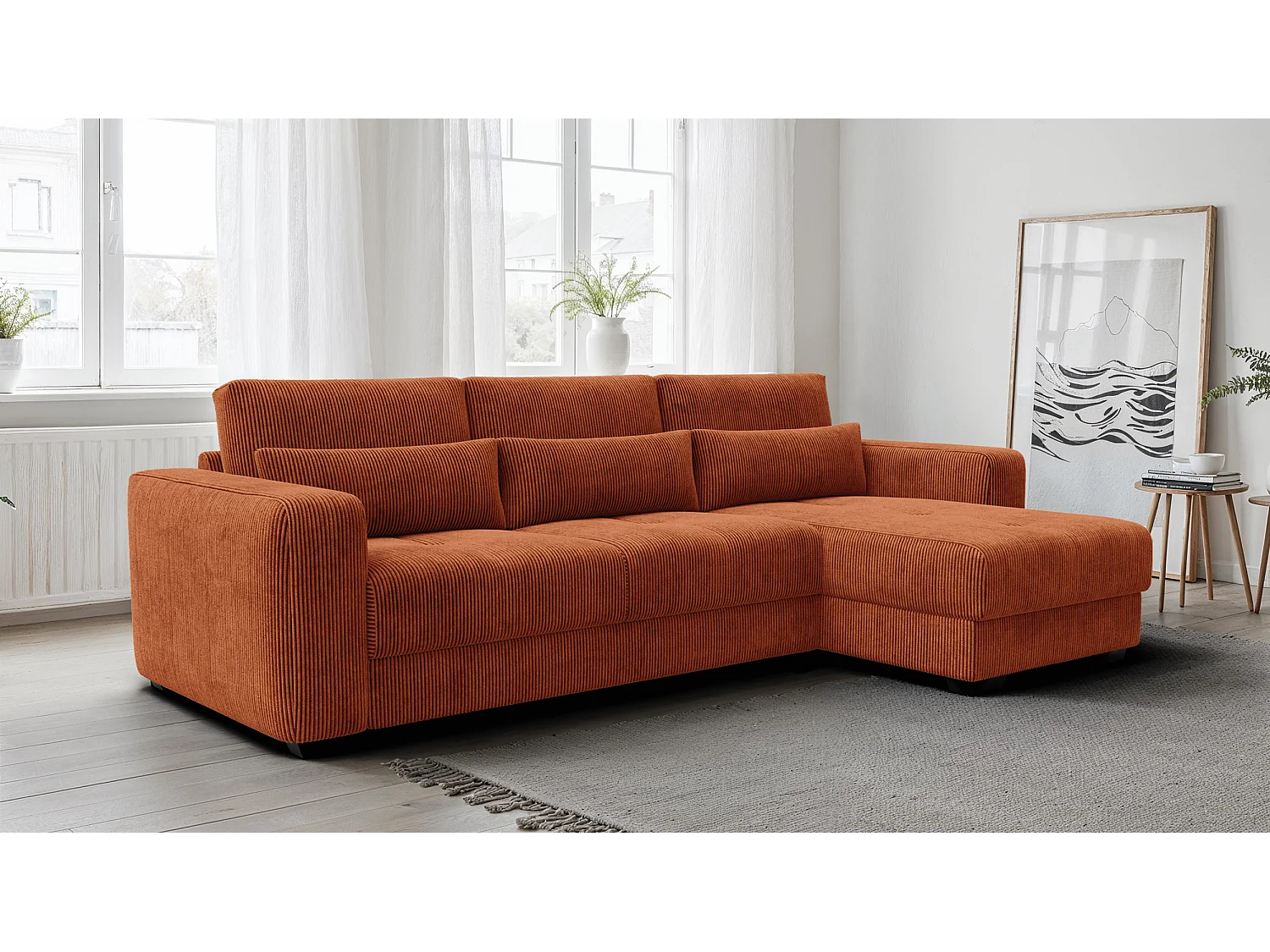 Ecksofa 4-Sitzer rechts OLI, orange