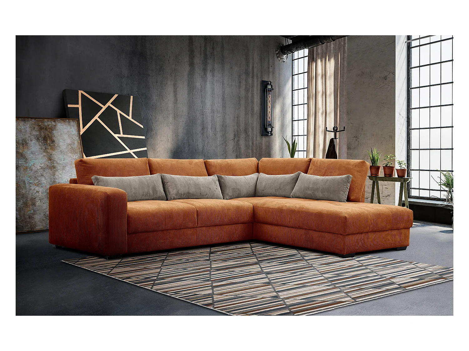 CANAPE D'ANGLE OLI 4 places, orange