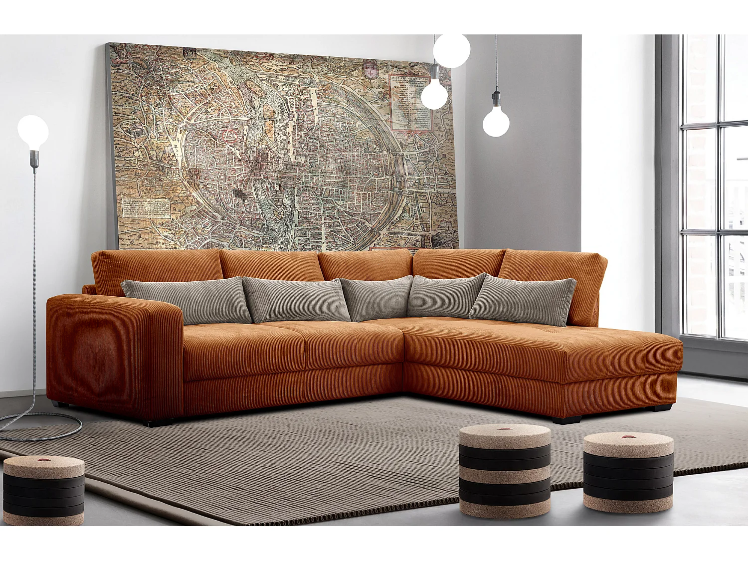 CANAPE D'ANGLE OLI 4 places, orange