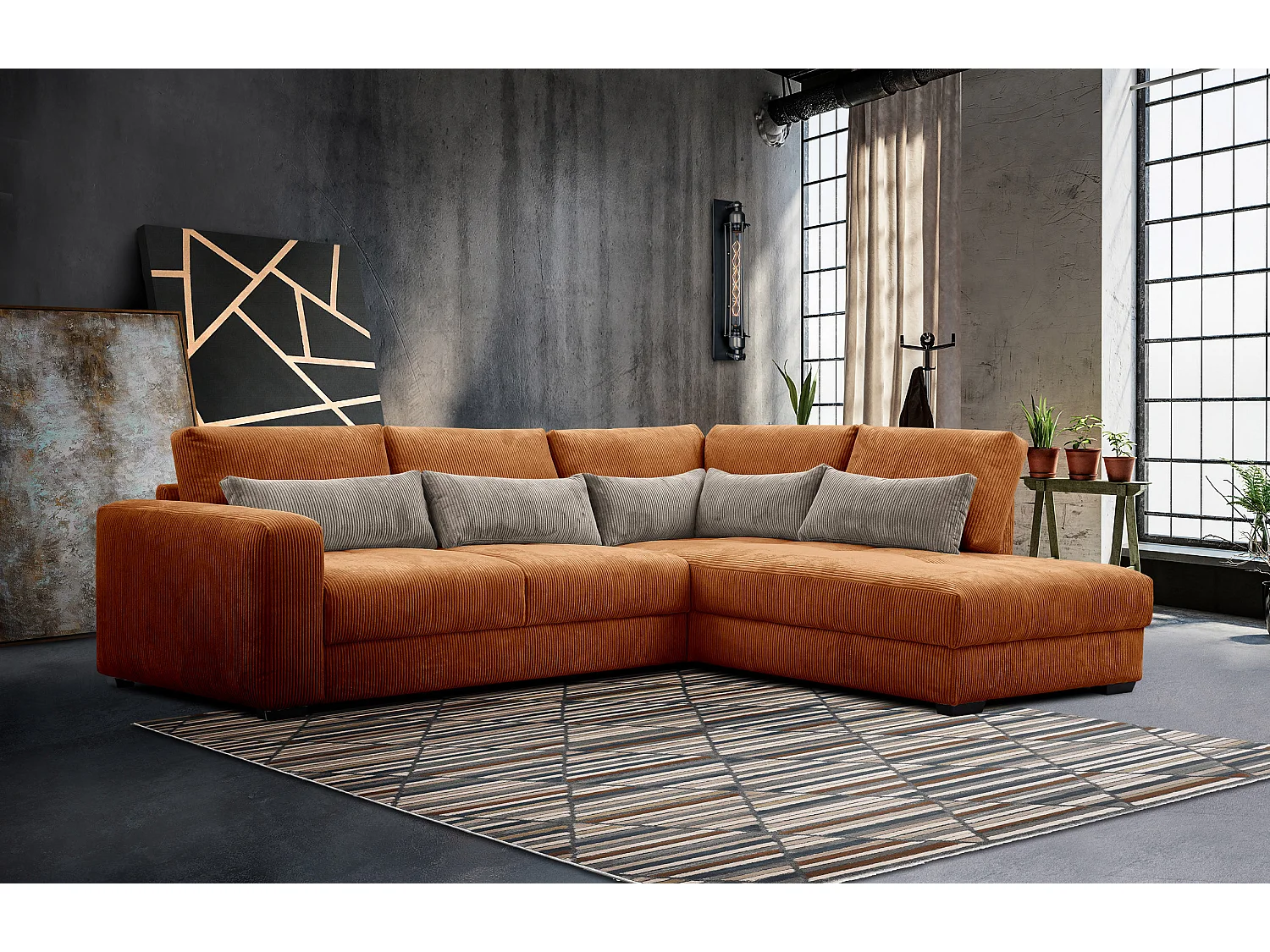 CANAPE D'ANGLE OLI 4 places, orange