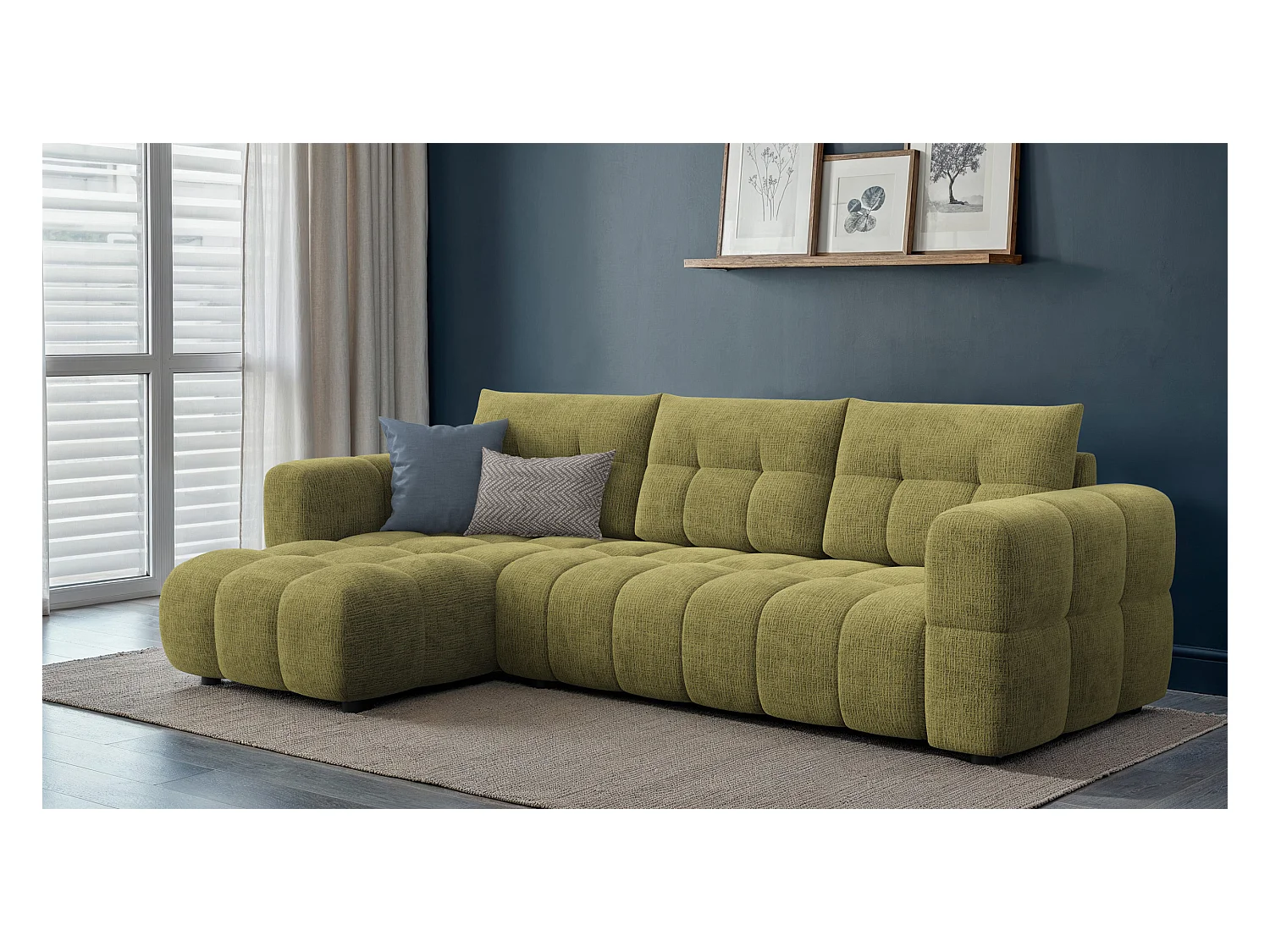 CANAPE D'ANGLE CLOUDI 4 places, vert olive