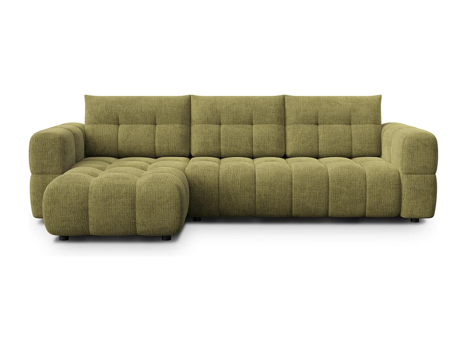 CLOUDI Ecksofa 4-Sitzer links, olivgrün