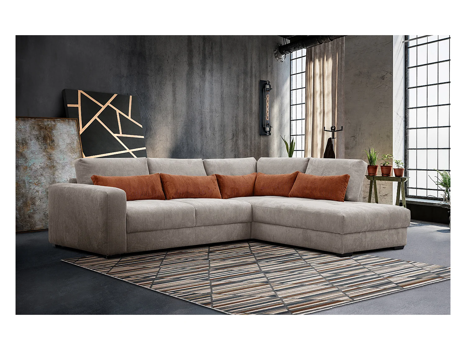 CANAPE D'ANGLE OLI 4 places, taupe