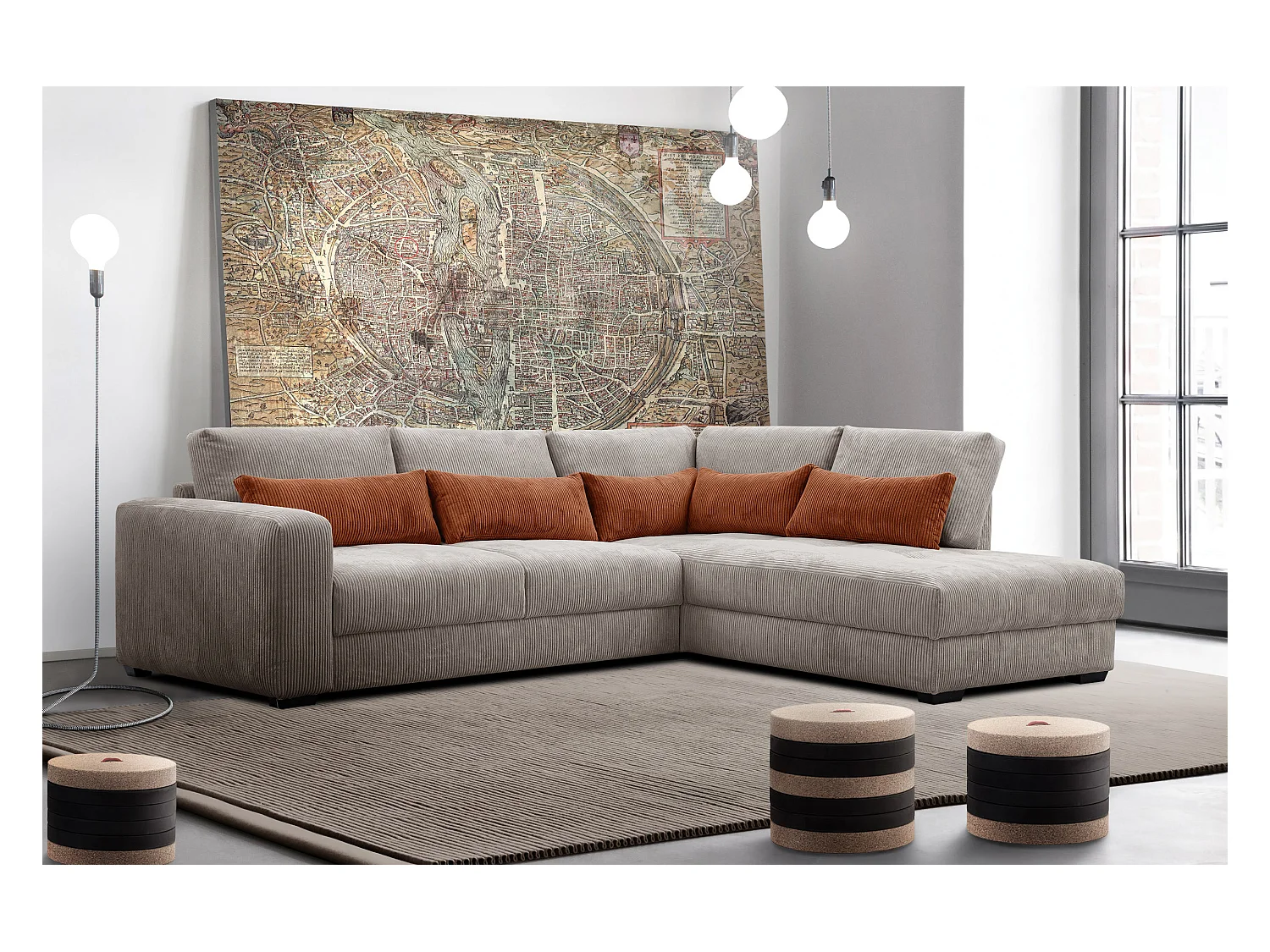 CANAPE D'ANGLE OLI 4 places, taupe