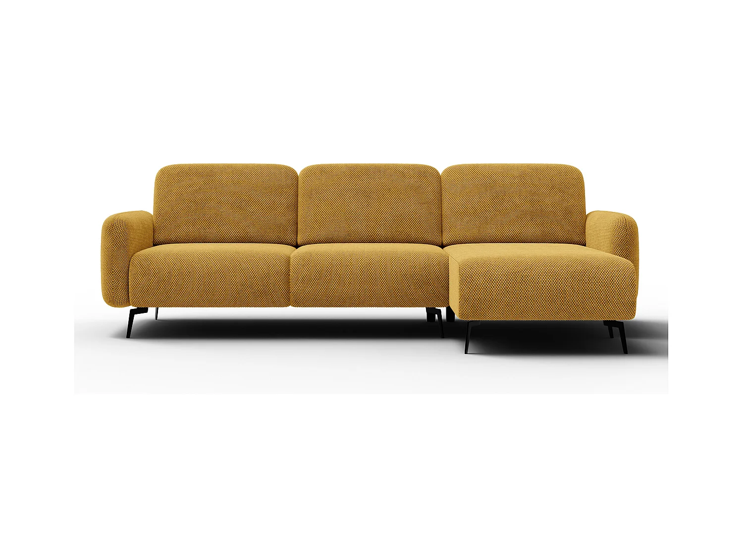 CANAPÉ D'ANGLE FEBE 4 places, tissu jaune foncé