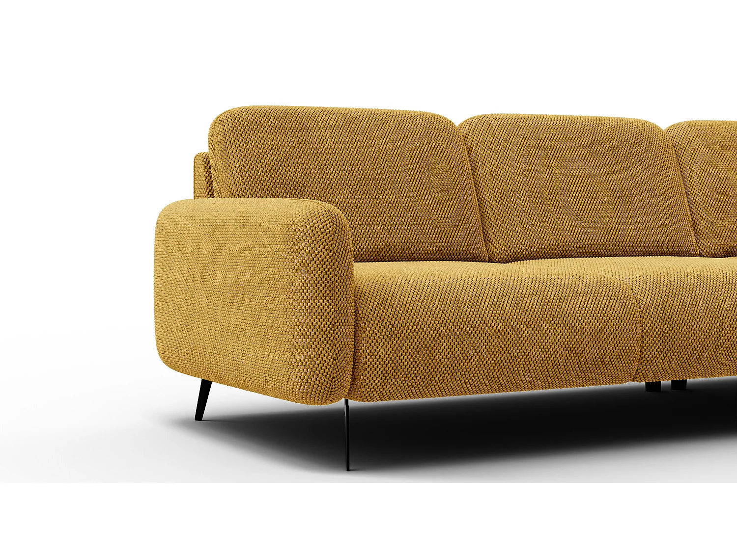 CANAPÉ D'ANGLE FEBE 4 places, tissu jaune foncé