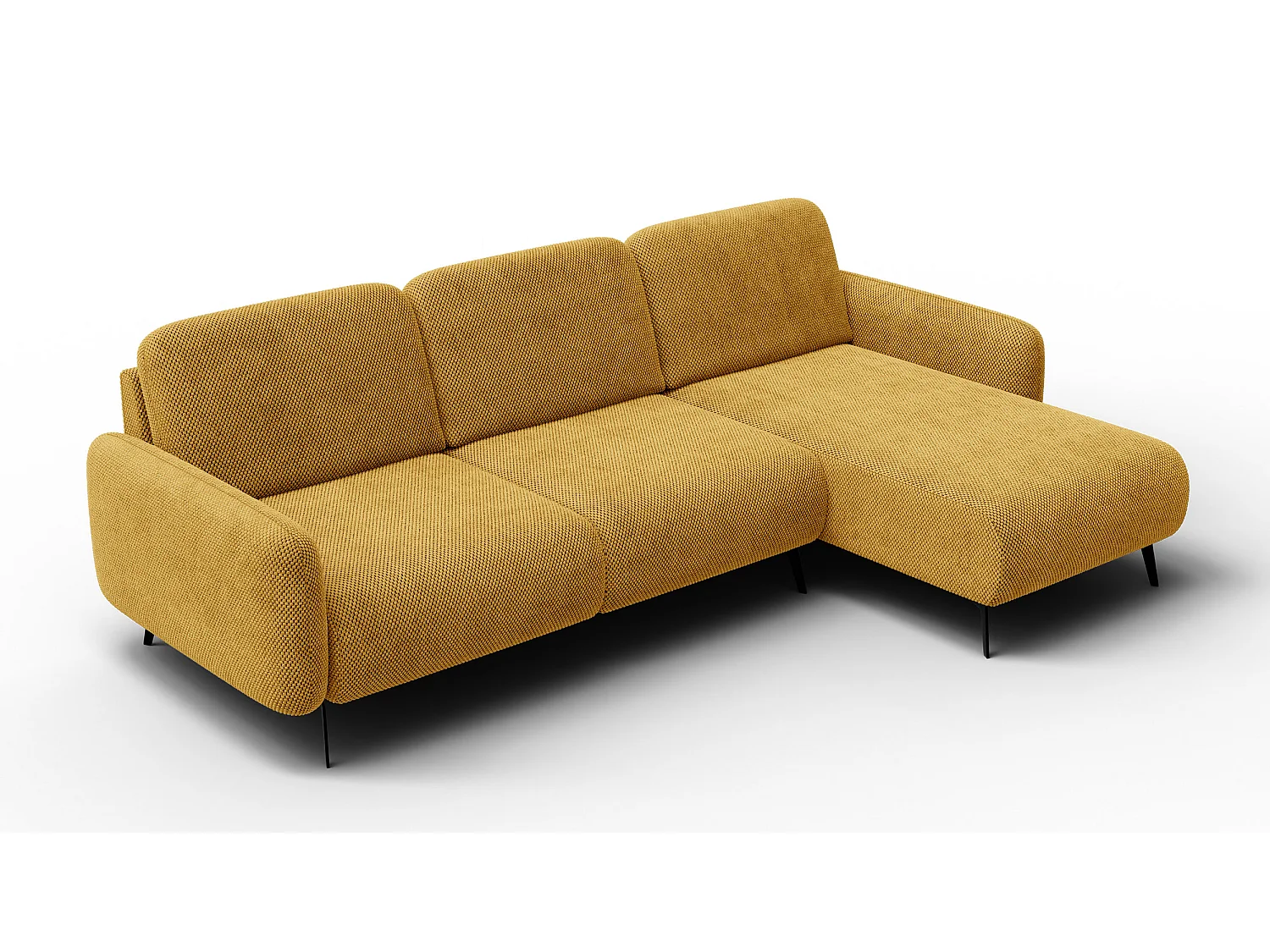 CANAPÉ D'ANGLE FEBE 4 places, tissu jaune foncé