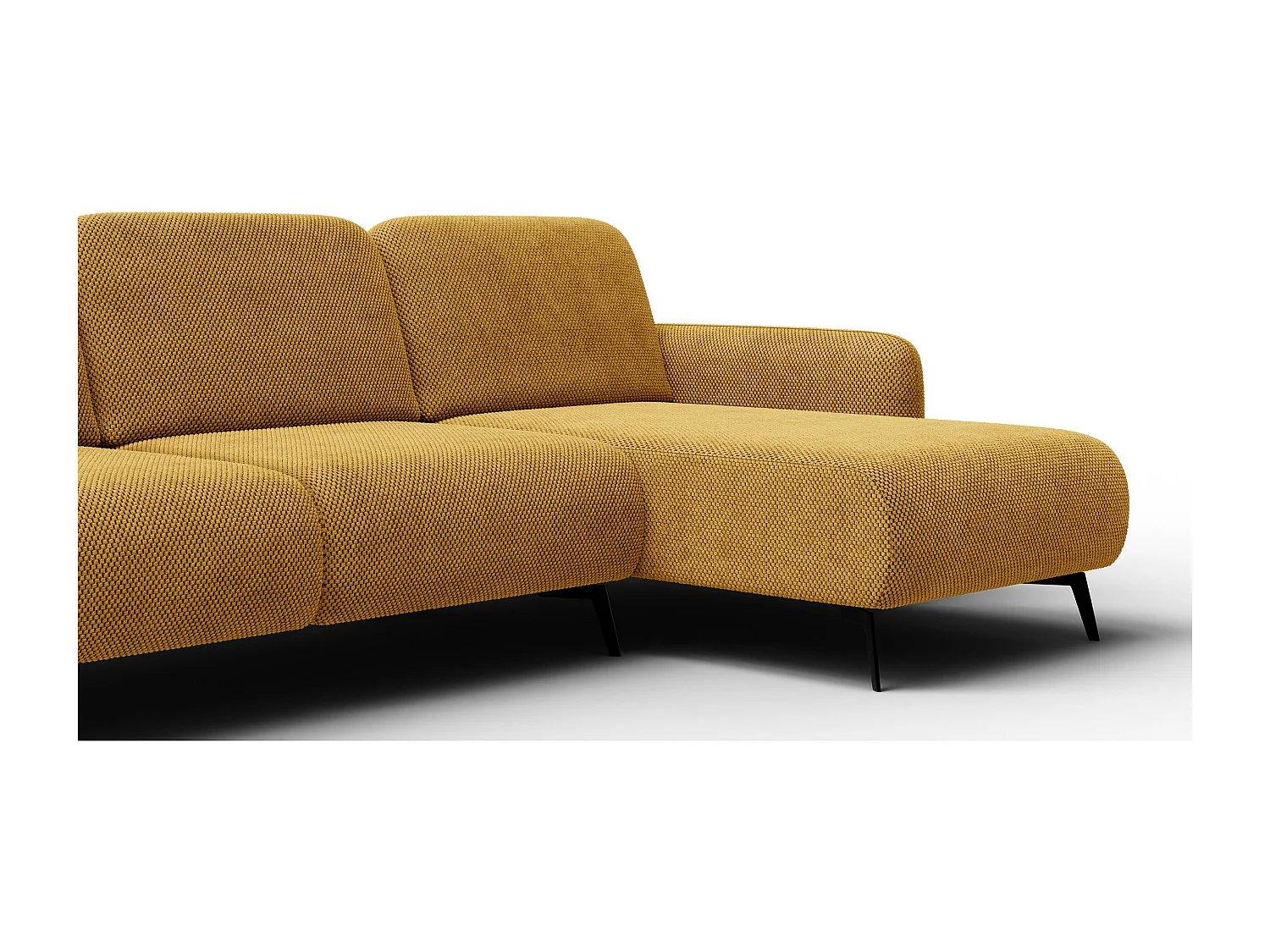 CANAPÉ D'ANGLE FEBE 4 places, tissu jaune foncé