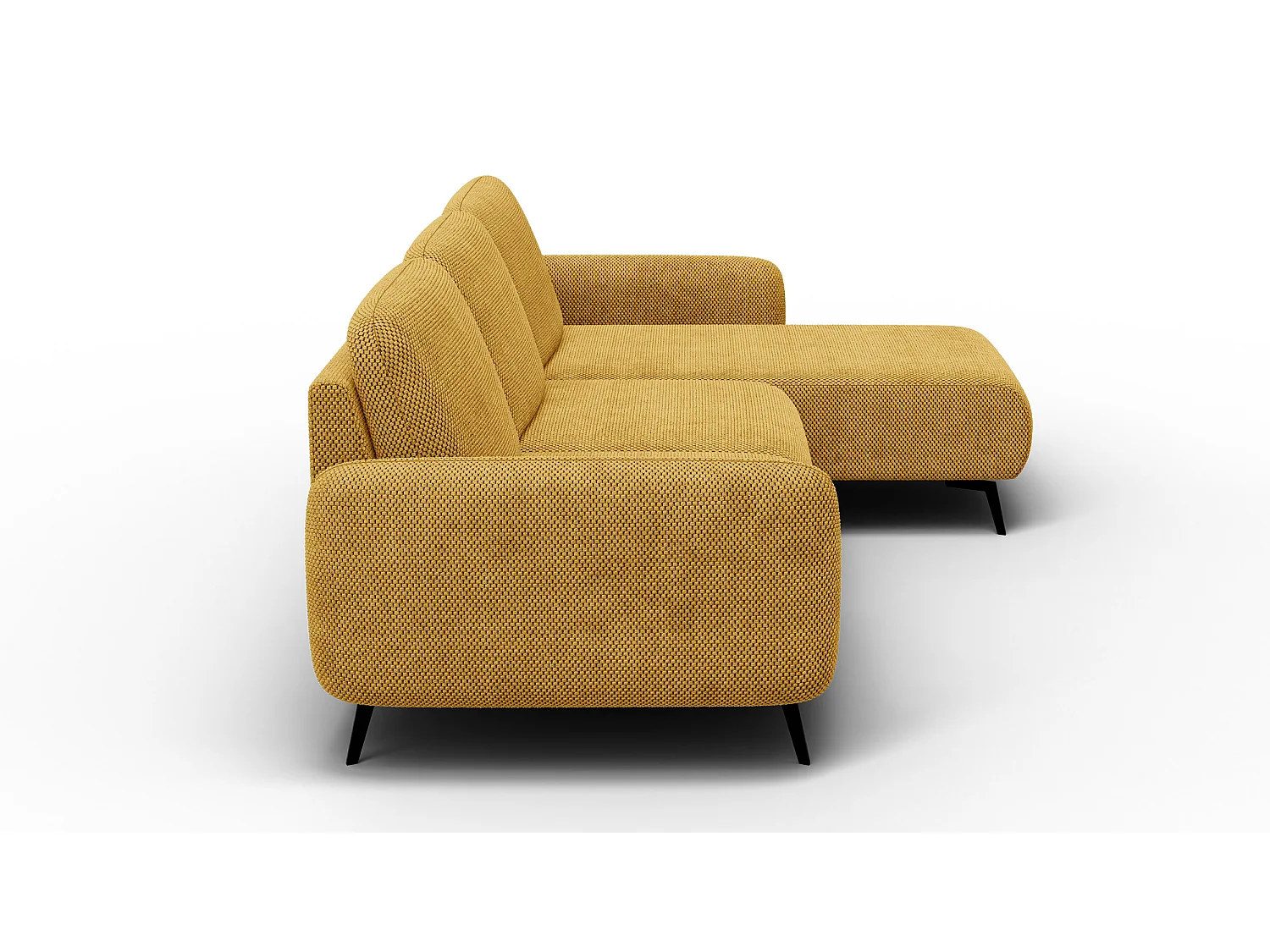 CANAPÉ D'ANGLE FEBE 4 places, tissu jaune foncé