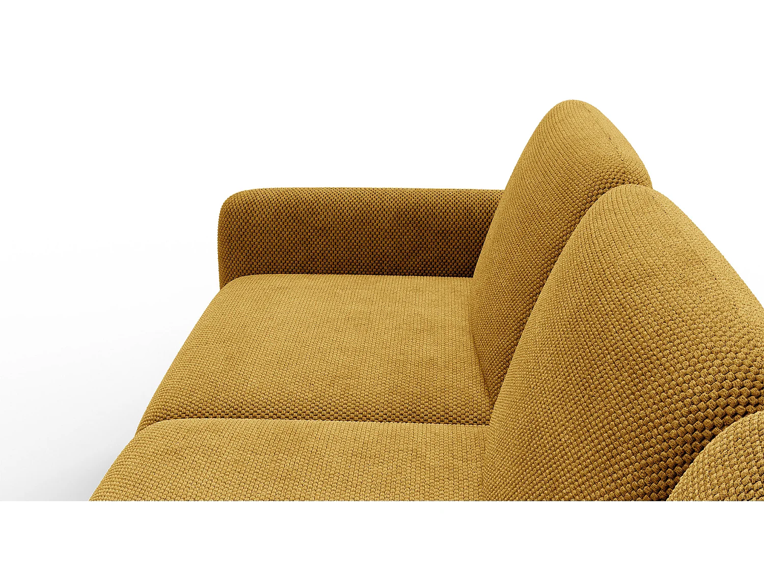 CANAPÉ D'ANGLE FEBE 4 places, tissu jaune foncé