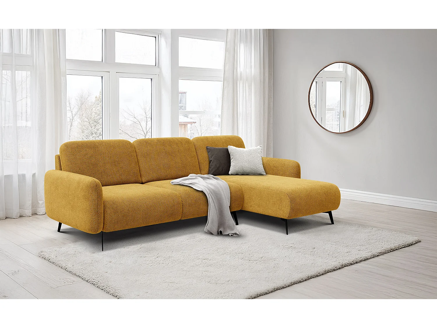 Ecksofa 4-Sitzer rechts FEBE, dunkelgelb