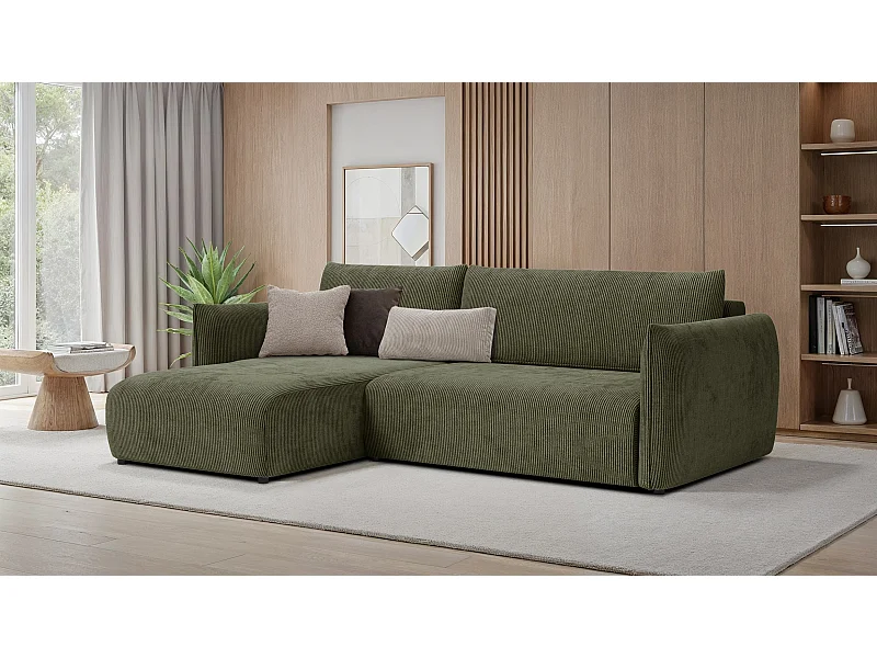 TAUER Ecksofa 3-Sitzer rechts, olive