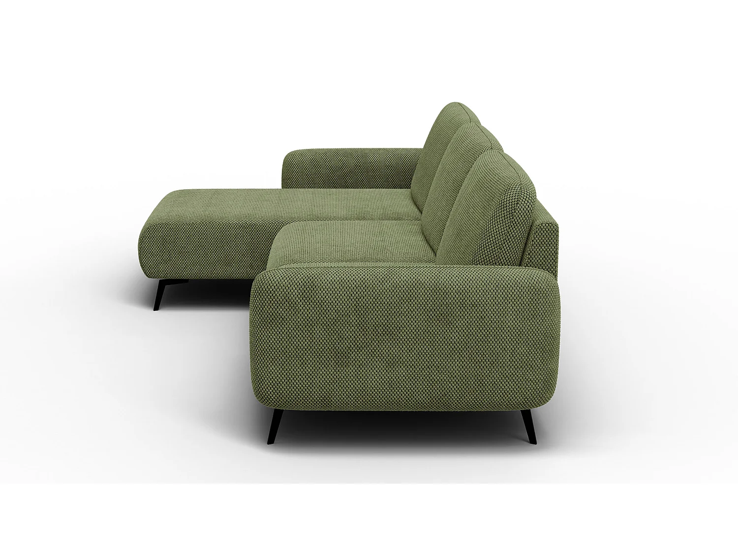 CANAPÉ D'ANGLE FEBE 4 places, tissu olive