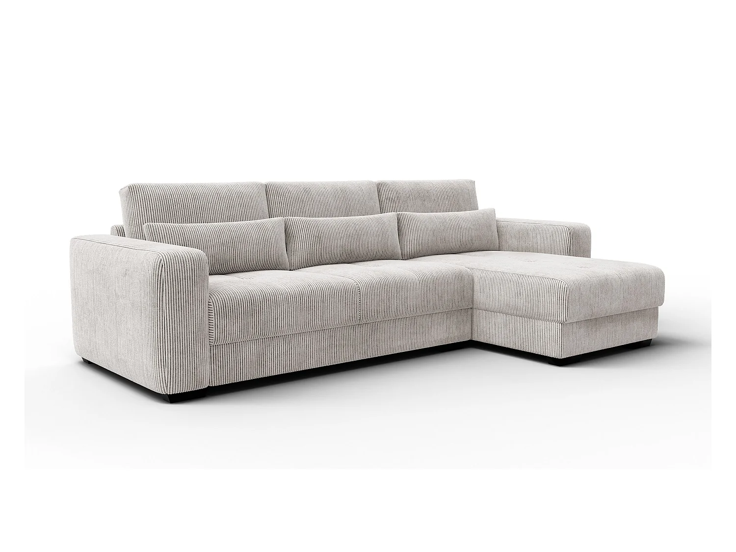 CANAPÉ D'ANGLE OLI 4 places, tissu blanc perle