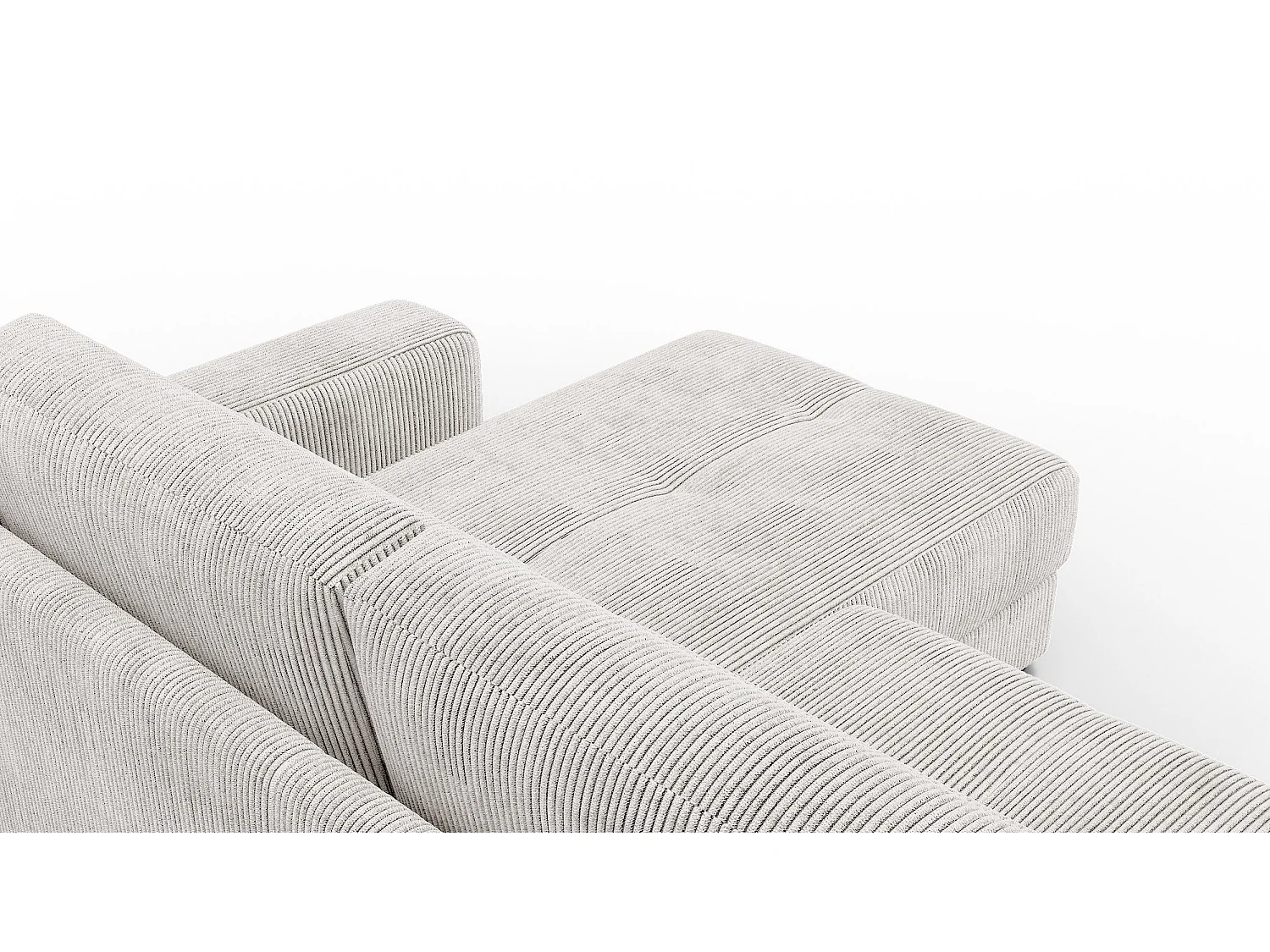 CANAPÉ D'ANGLE OLI 4 places, tissu blanc perle