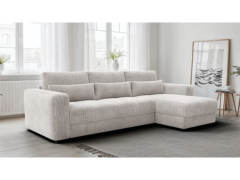 Ecksofa 4-Sitzer rechts OLI, perlweiß