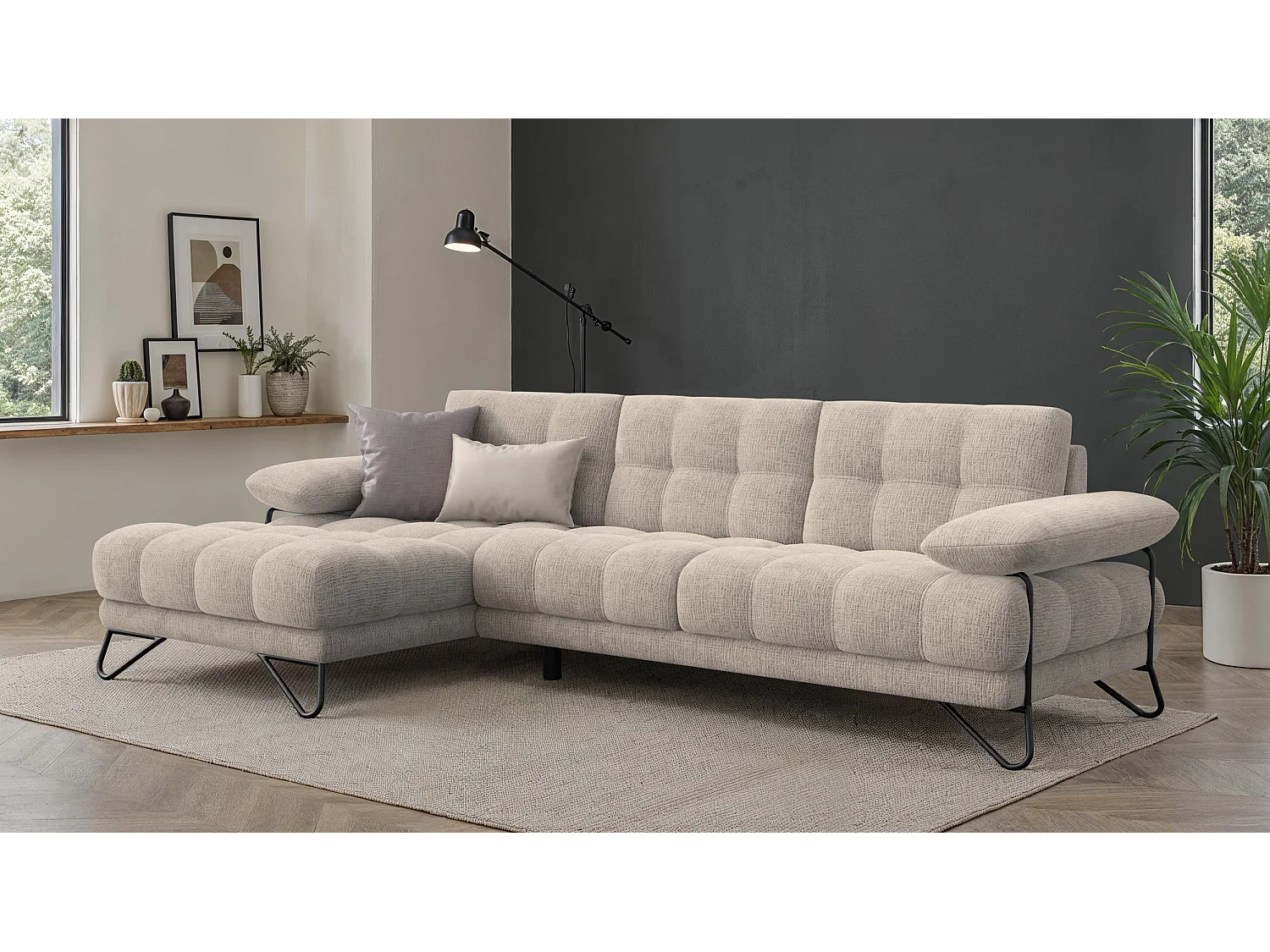 BUBBARA Ecksofa 4-Sitzer links, beige
