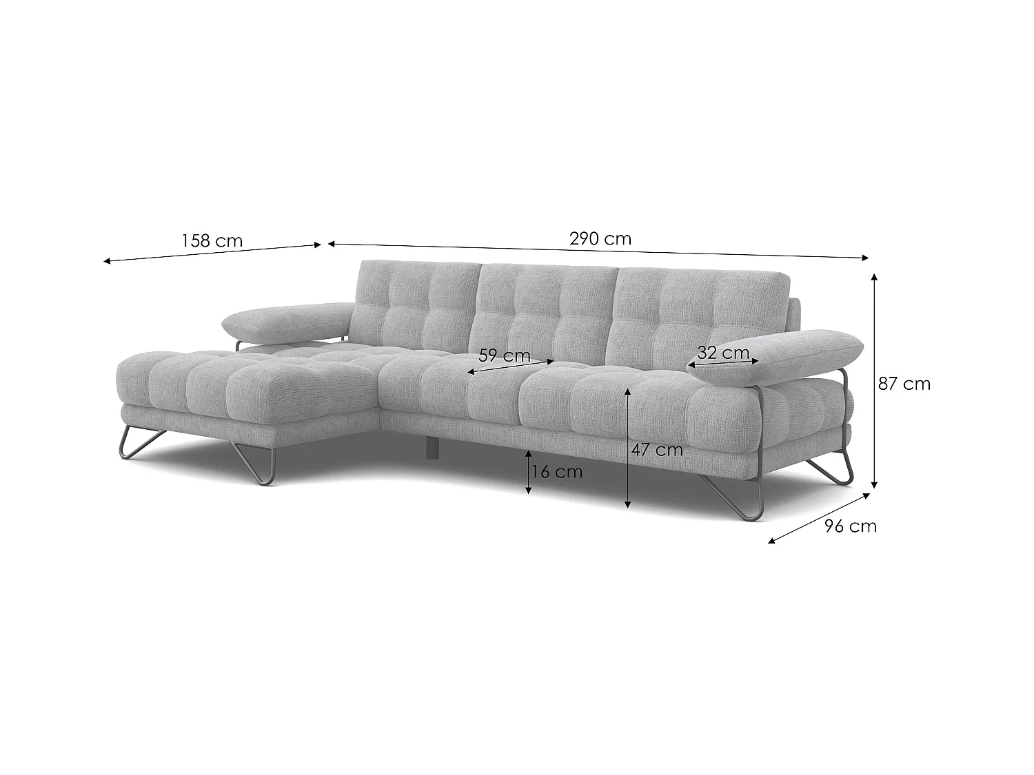 BUBBARA Ecksofa 4-Sitzer links, beige