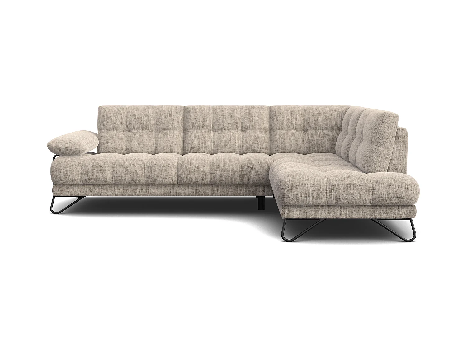 CANAPÉ D'ANGLE BUBBARA 5 places, tissu beige