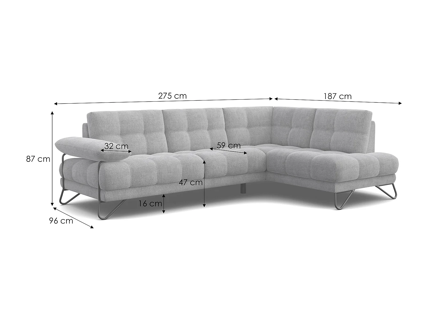 BUBBARA Ecksofa 5-Sitzer rechts, beige