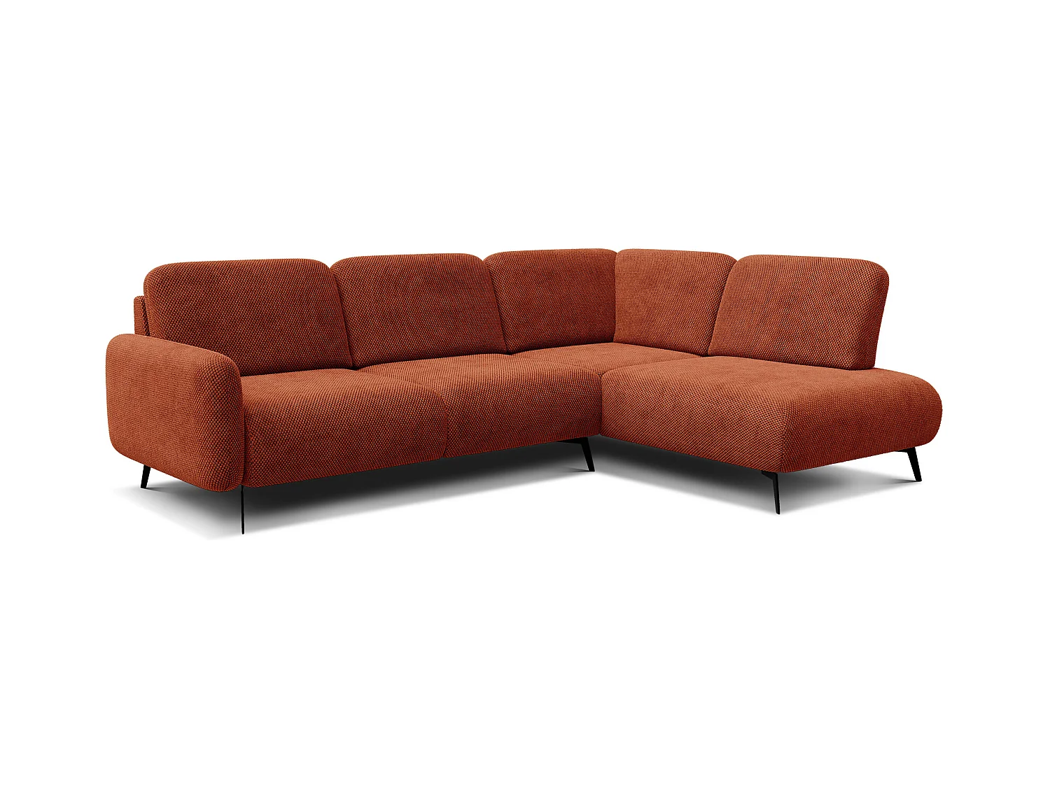 CANAPÉ D'ANGLE FEBE 5 places, tissu orange foncé