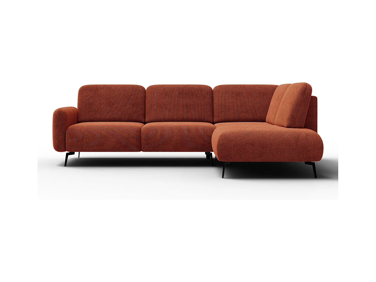CANAPÉ D'ANGLE FEBE 5 places, tissu orange foncé
