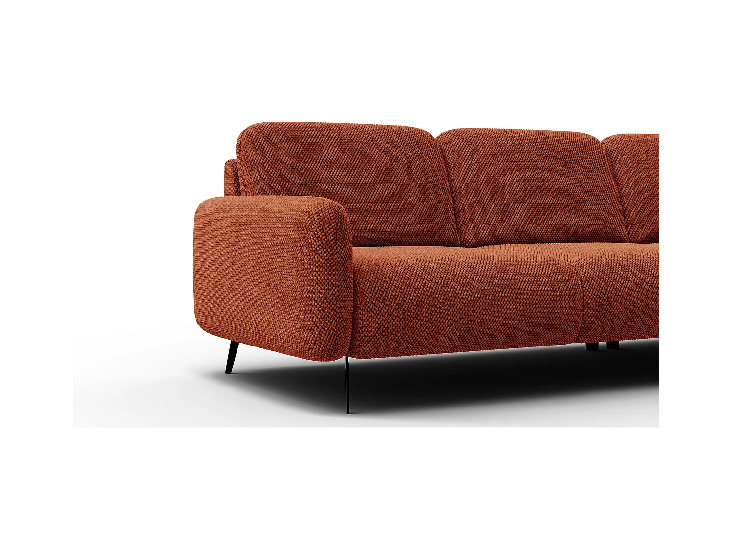 CANAPÉ D'ANGLE FEBE 5 places, tissu orange foncé