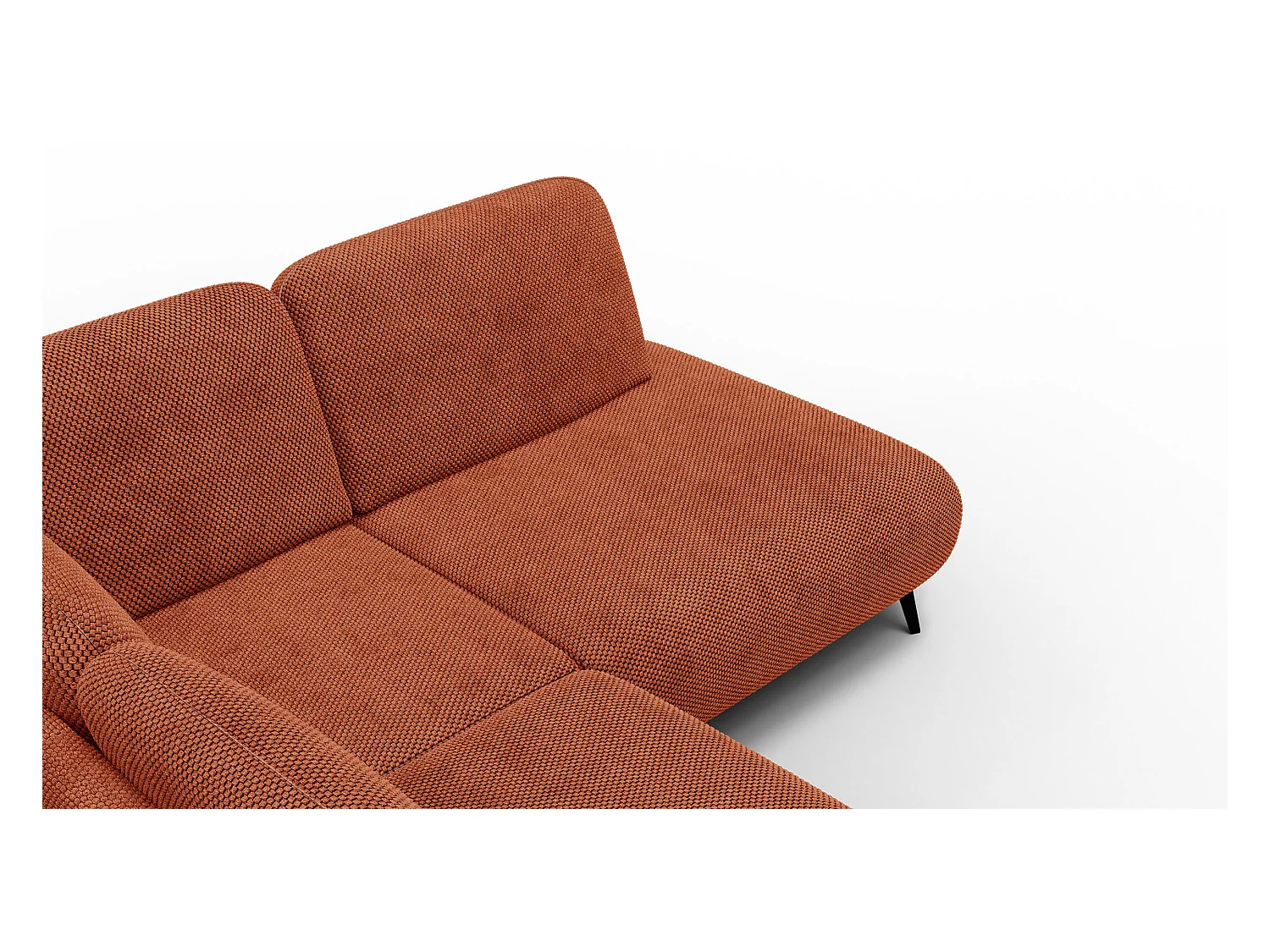 CANAPÉ D'ANGLE FEBE 5 places, tissu orange foncé