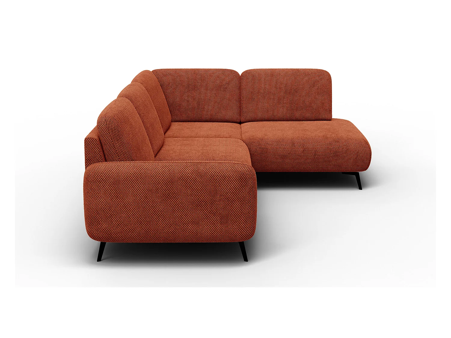 CANAPÉ D'ANGLE FEBE 5 places, tissu orange foncé