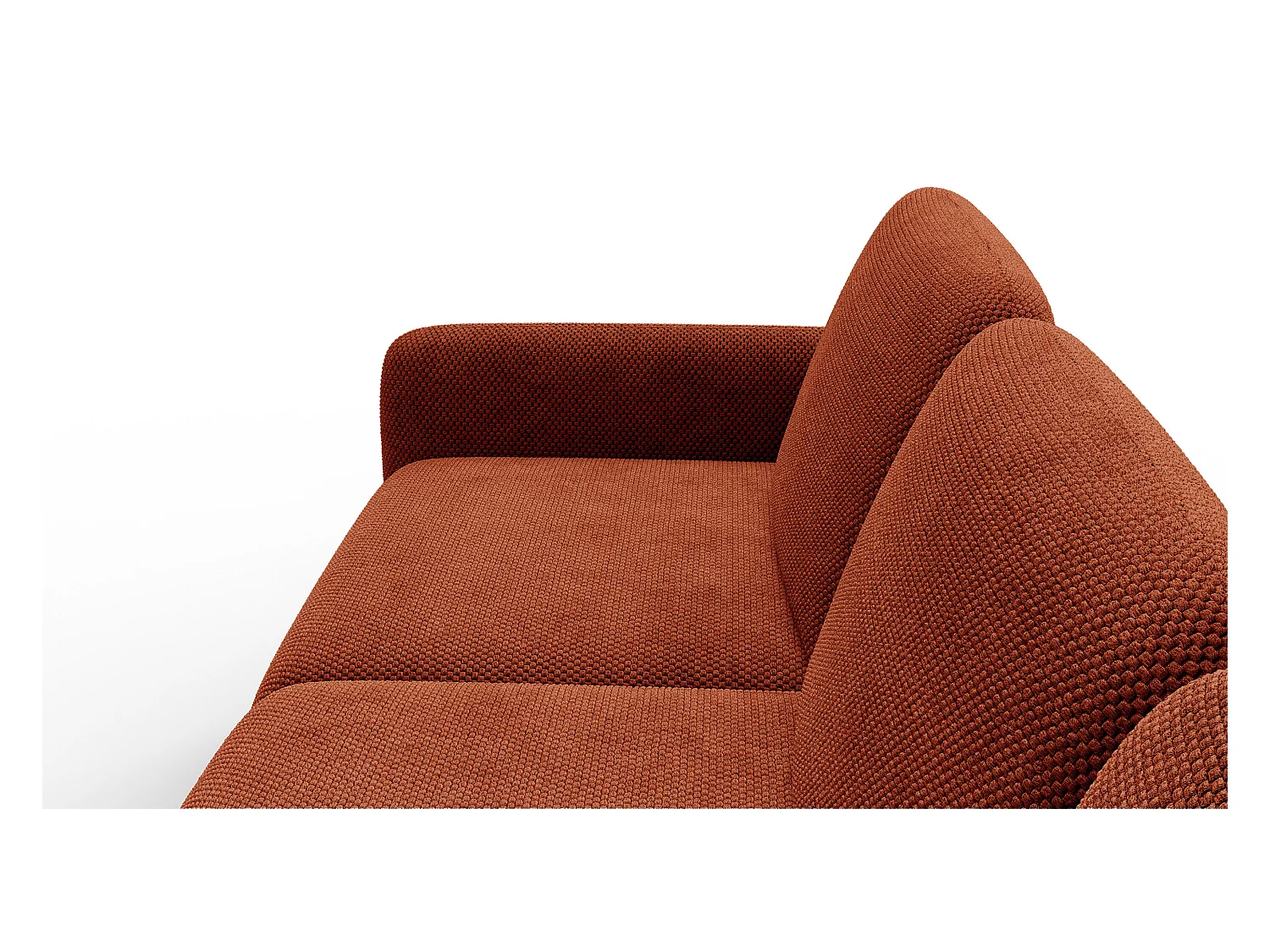 CANAPÉ D'ANGLE FEBE 5 places, tissu orange foncé