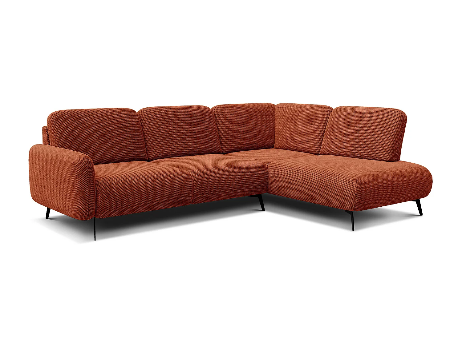 CANAPÉ D'ANGLE FEBE 5 places, tissu orange foncé
